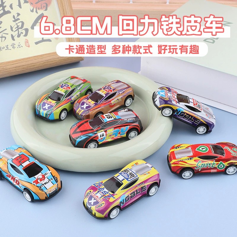 图片[1]-迷你金属赛车铁皮车儿童回力跑车多款式仿真卡通小汽车模型车批发