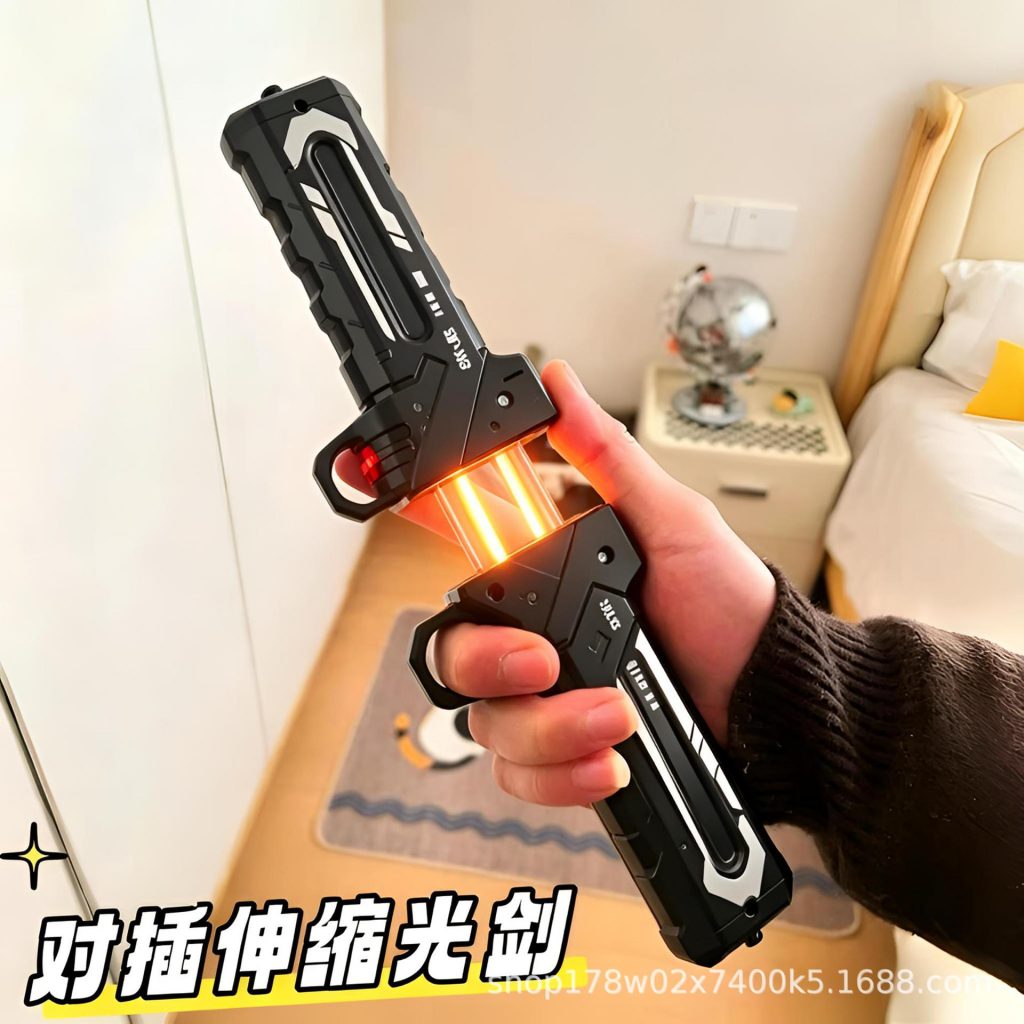 图片[1]-对插双刀流发光双刃伸缩光剑玩具新男孩玩具刀剑死侍武士二合一
