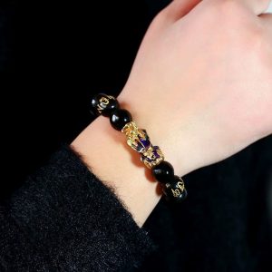 仿黑曜石感温变色貔貅手链越南沙金男士佛珠手串女生日礼物首饰品-义乌小商品供应商厂家联系方式汇总网站