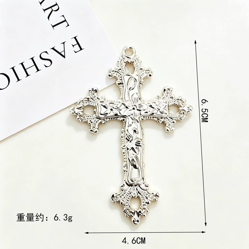 图片[5]-跨境新品复古风diy吊坠饰品合金花藤十字架配饰挂件项链工厂直销