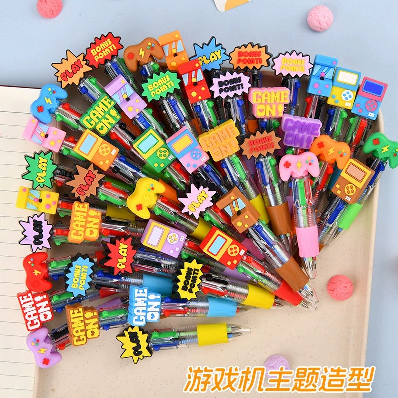 图片[3]-跨境新款游戏机mini按动透明四色圆珠笔卡通手账小学生文具礼物