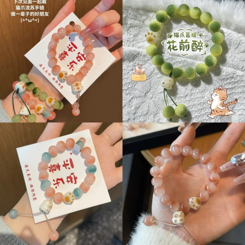 图片[7]-可爱猫爪手串设计学生小众新款手链文玩国风盘玩配饰爆款手串