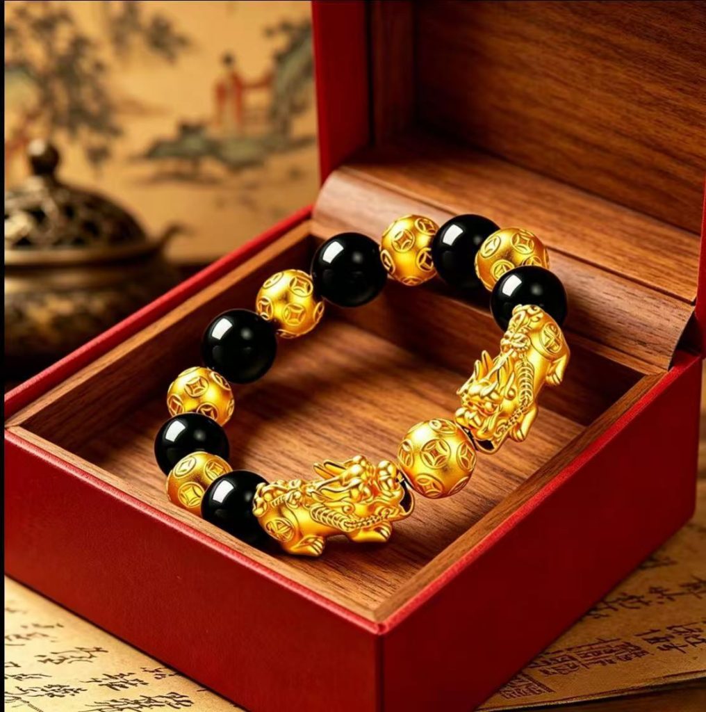 图片[7]-仿黑曜石感温变色貔貅手链越南沙金男士佛珠手串女生日礼物首饰品