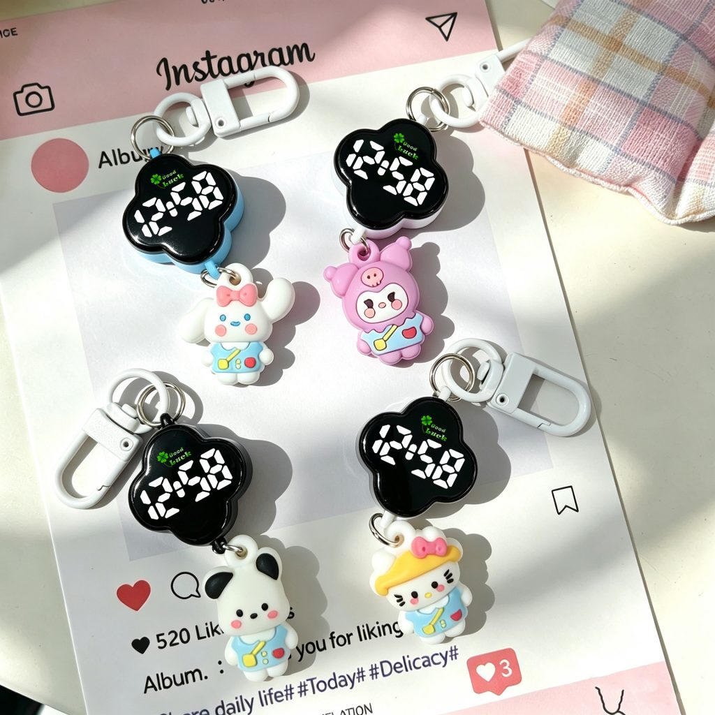 图片[37]-新款四叶草时钟学生考试静音电子表上课看时创意背包小挂表