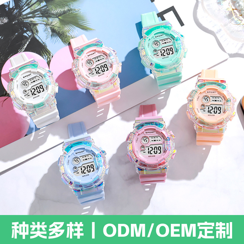 图片[9]-新款学生炫彩电子手表ins时尚手表中小学生运动多功能跨境电子表