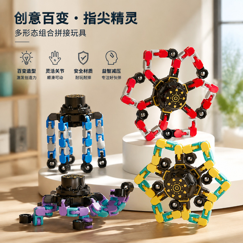 图片[10]-指尖机械陀螺变形机甲链条新奇特DIY创意解压减压玩具手指陀螺