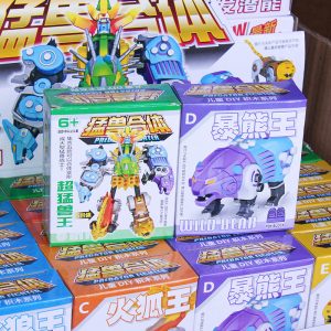 儿童新款DIY拼装积木5合1变形恐龙机甲战士拼插玩具积木2元店百货-义乌小商品供应商厂家联系方式汇总网站