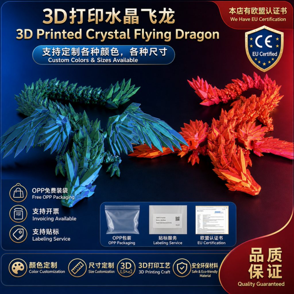 图片[7]-跨境专供3D打印双角龙宝关节活动大眼萌龙解压玩具摆件亚马逊爆款