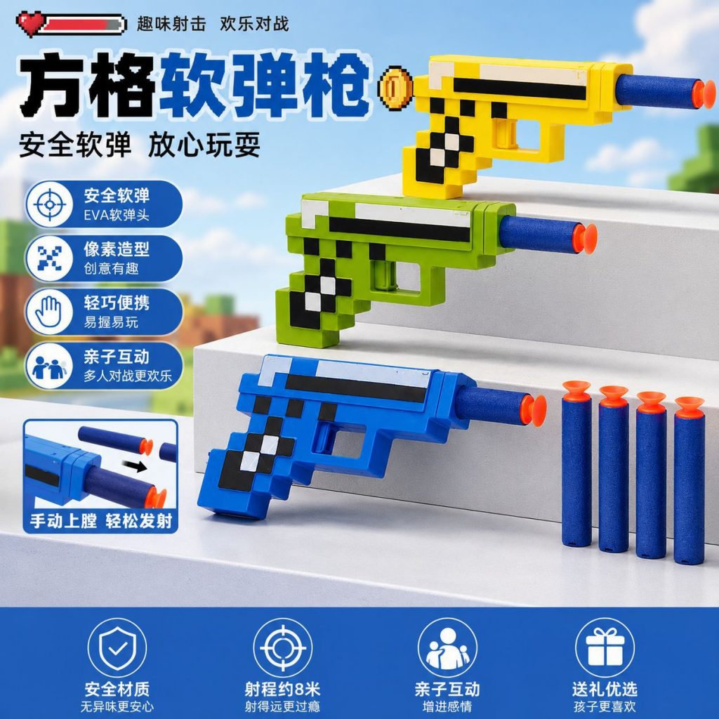 图片[5]-软弹枪儿童玩具MC 我的积木手枪射击玩具枪男孩解压迷你模型 礼物