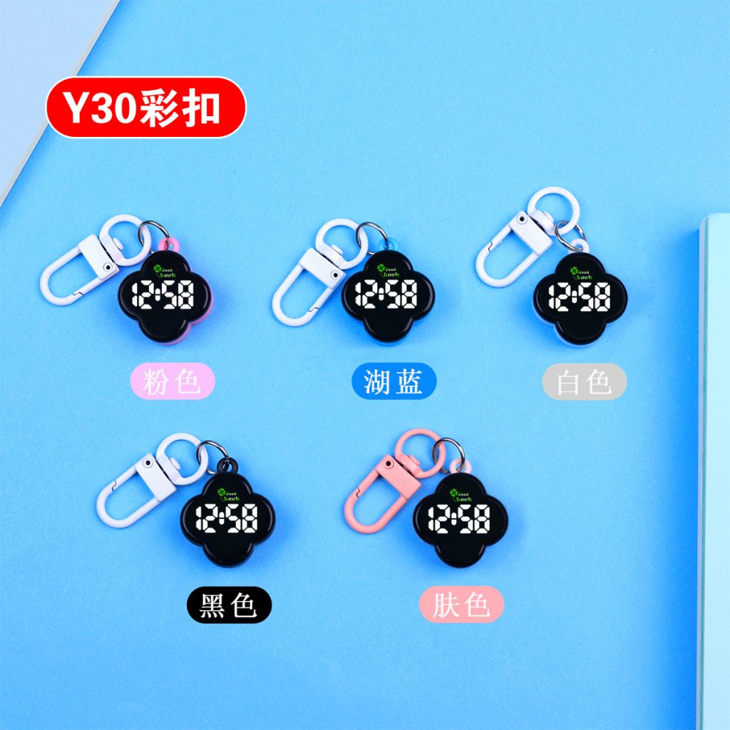 图片[1]-新款四叶草时钟学生考试静音电子表上课看时创意背包小挂表