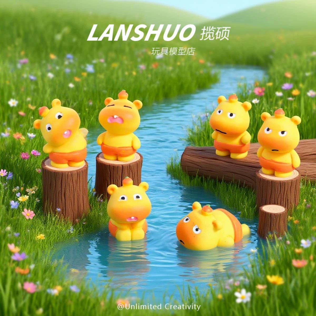 卡通萌物实色水豚噜噜 热销DIY饰品配件创意桌面小摆件自制小挂件