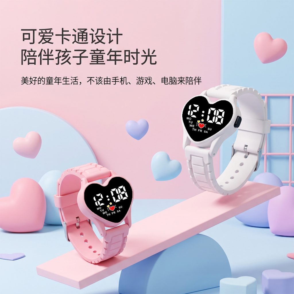 图片[17]-可爱爱心手表女学生儿童节礼物硅胶带夜光韩版时尚百搭女表看时间