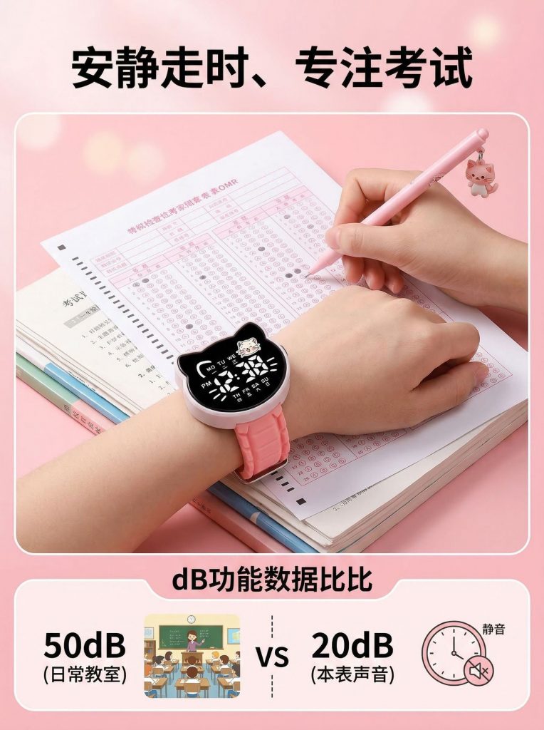 图片[16]-Kitty猫手表女韩版简约中小学生高颜值LED夜光日历儿童学生电子表