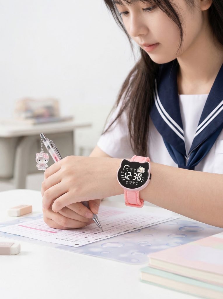 图片[17]-Kitty猫手表女韩版简约中小学生高颜值LED夜光日历儿童学生电子表
