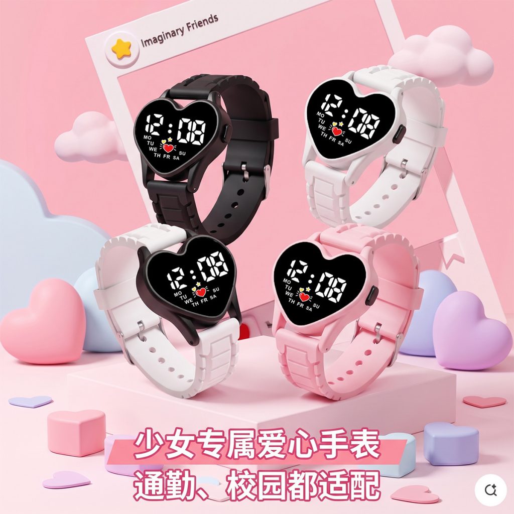图片[21]-可爱爱心手表女学生儿童节礼物硅胶带夜光韩版时尚百搭女表看时间