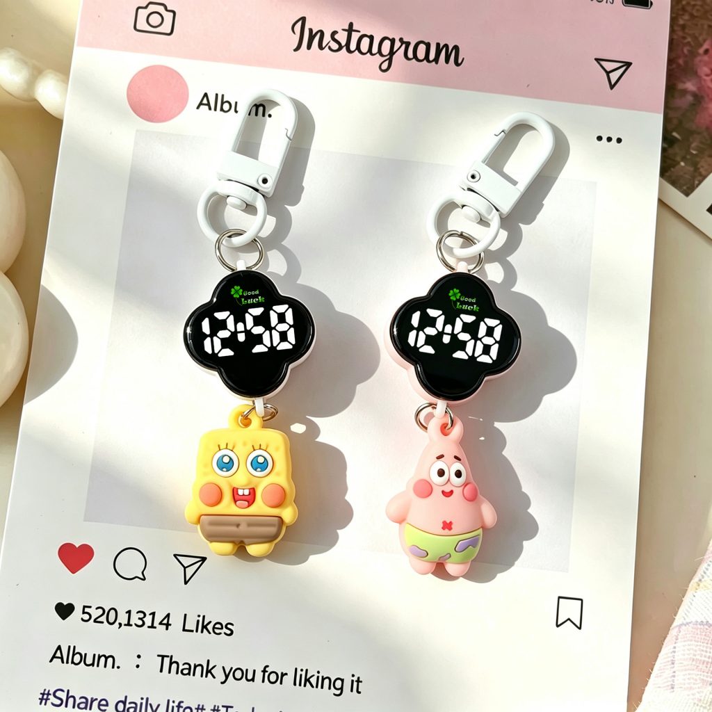 图片[29]-新款四叶草时钟学生考试静音电子表上课看时创意背包小挂表